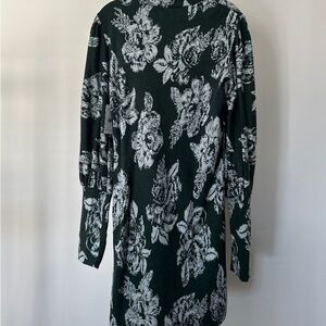 Free People Green and White Floral Long Sleeve Dress